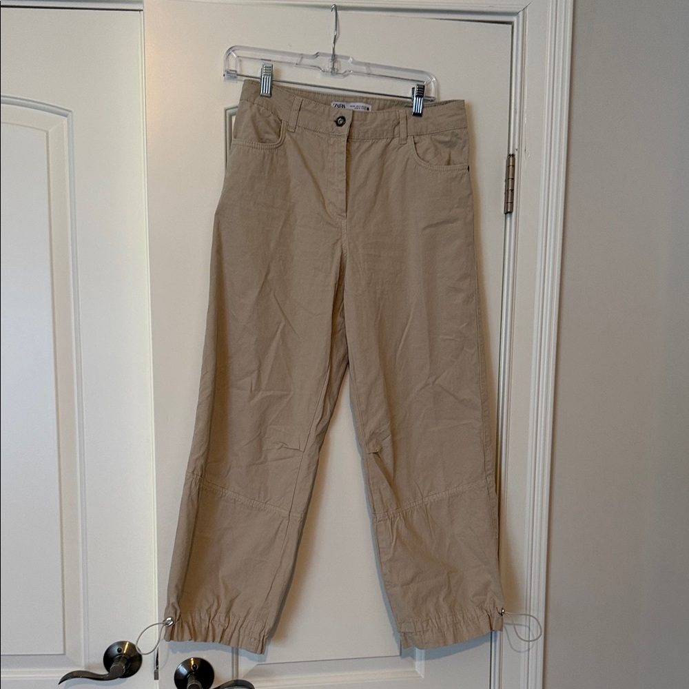 Zara Tan Cargo Jogger Pants